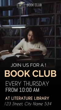 Book Club Video template Digital Display (9:16)