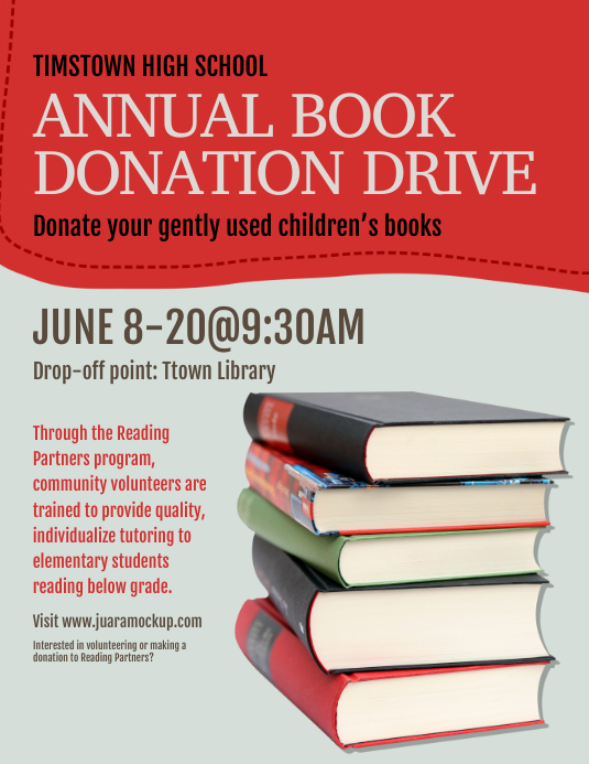 Book Donation Drive Flyer ใบปลิว (US Letter) template