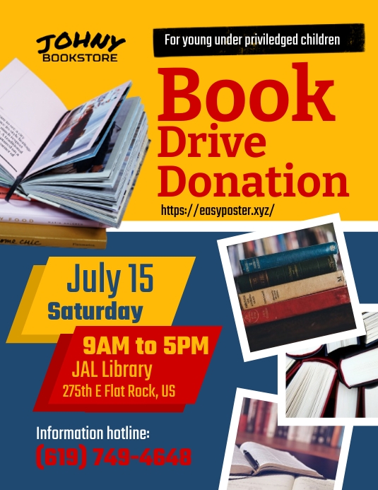 Book Donation Drive Flyer Template PosterMyWall Book Donation Drive Flyer Template PosterMyWall