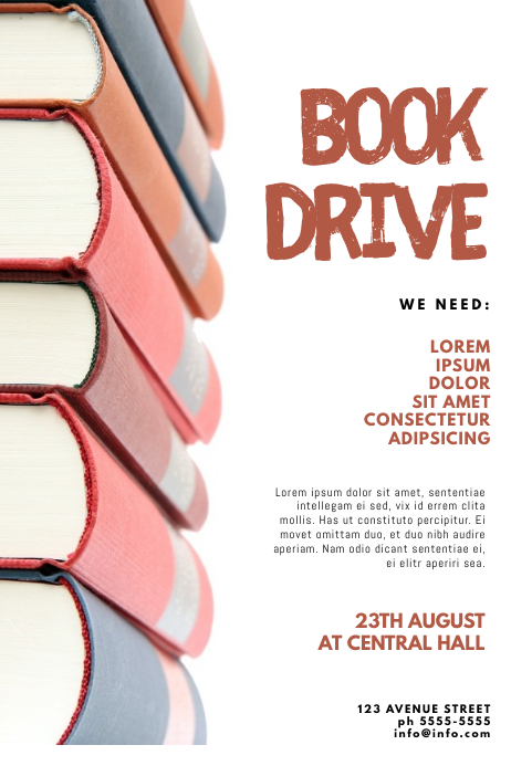 Book Donation Drive Flyer Template Postermywall