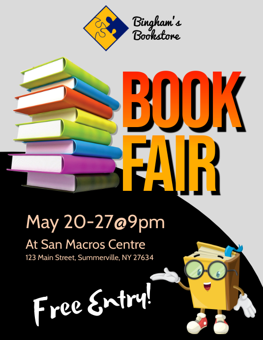 Book Fair Flyer Folheto (US Letter) template