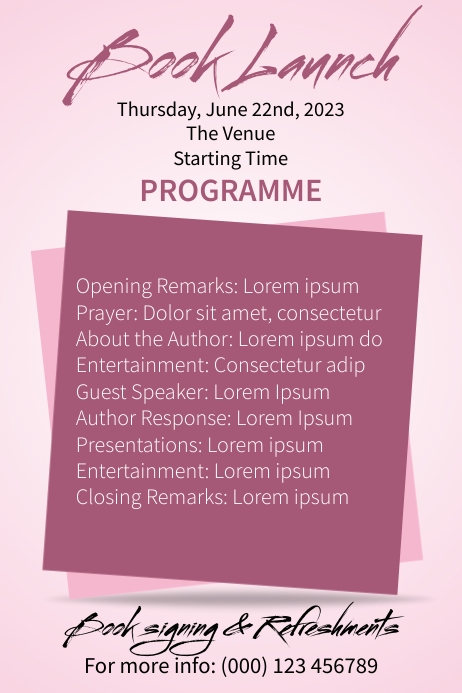 Book Launch Sample Program Book Launch Template | PosterMyWall