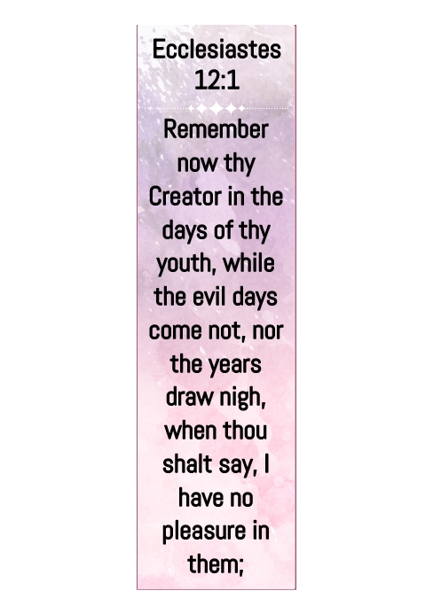 Book mark Ecclesiastes 12:1 A5 template