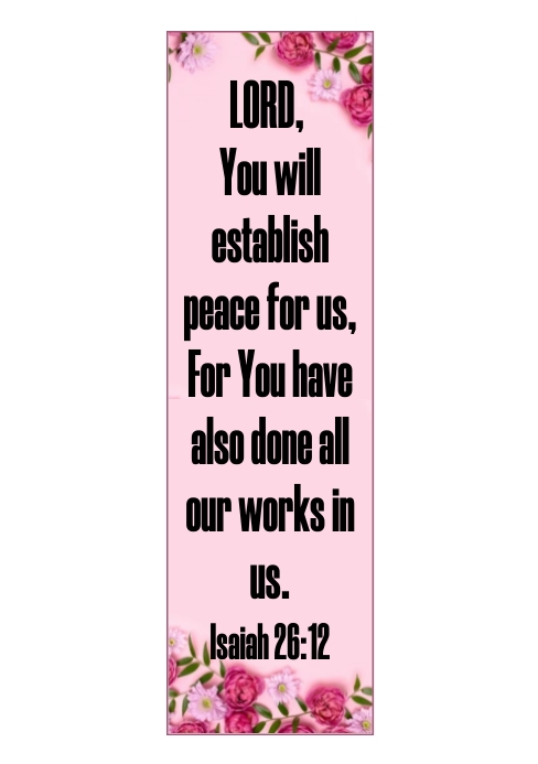 BOOK MARK ISAIAH 26:12 ESTABLISH PEACE FOR US A5 template