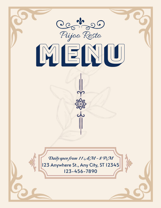 Book Menu Cover Template | PosterMyWall