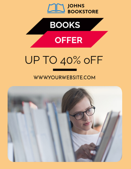 Book seller and bookstore Ad Flyer (format US Letter) template