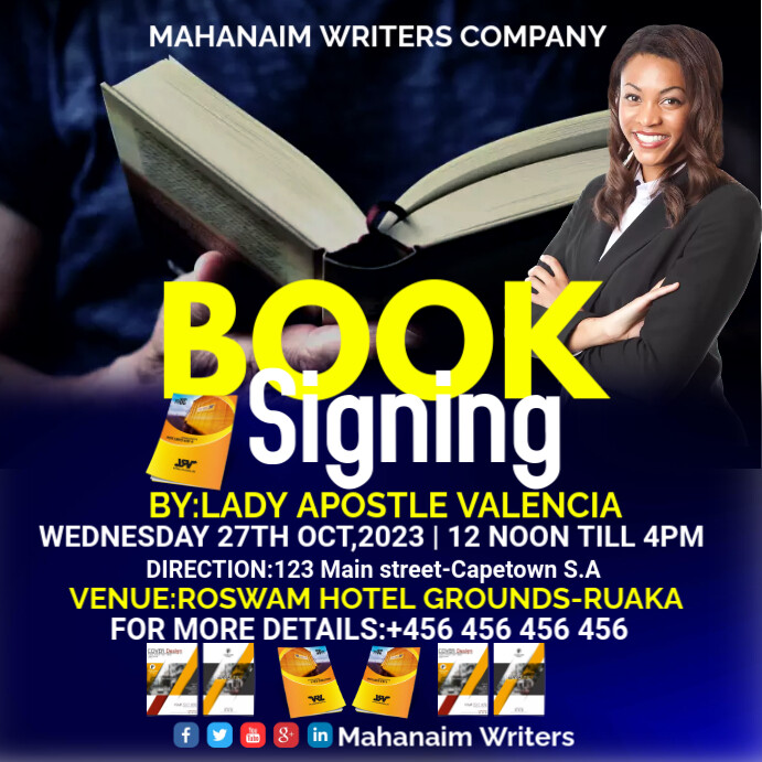 book signing event flyer template | PosterMyWall