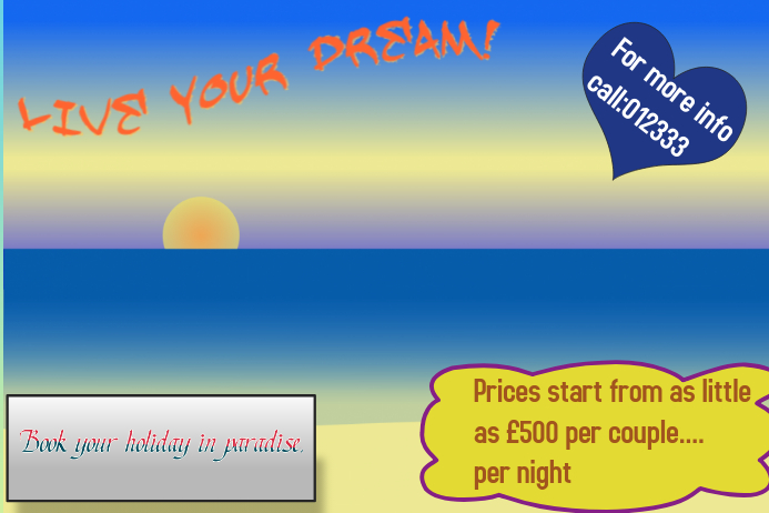 book your dream holiday Plakkaat template