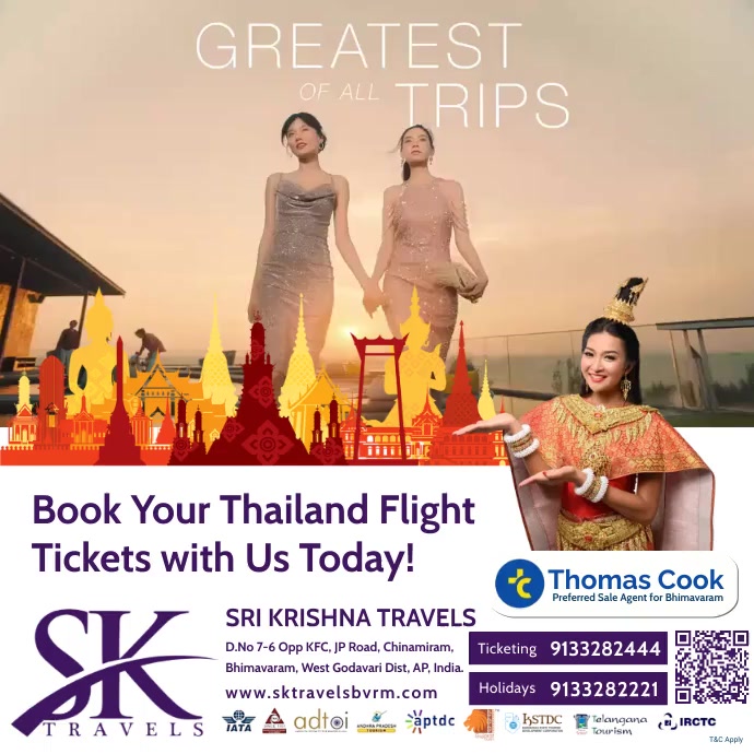 Book Your Thailand Flight Tickets with Us Template PosterMyWall