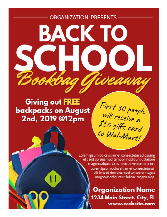 Bookbag Giveaway Template PosterMyWall