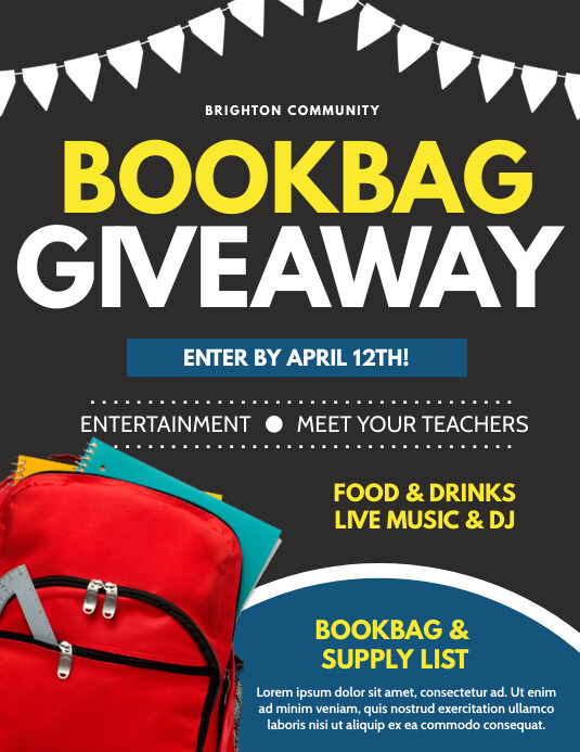 Bookbag Giveaway Template | PosterMyWall