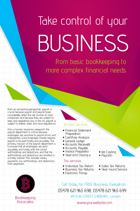 Example Simple Bookkeeper Advert Bookkeeping Company Flyer Template | PosterMyWall
