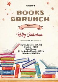 Books baby shower invitation A6 template