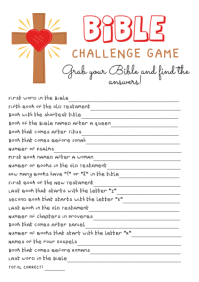 Books of the Bible Scavenger Hunt A4 template