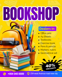 Bookshop Bookstore Book Sellers Stationery Outlet Mart Depot Promotion Flyer Template Instagram Port