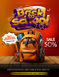 Czerwony Back to School Sale Flyer Template