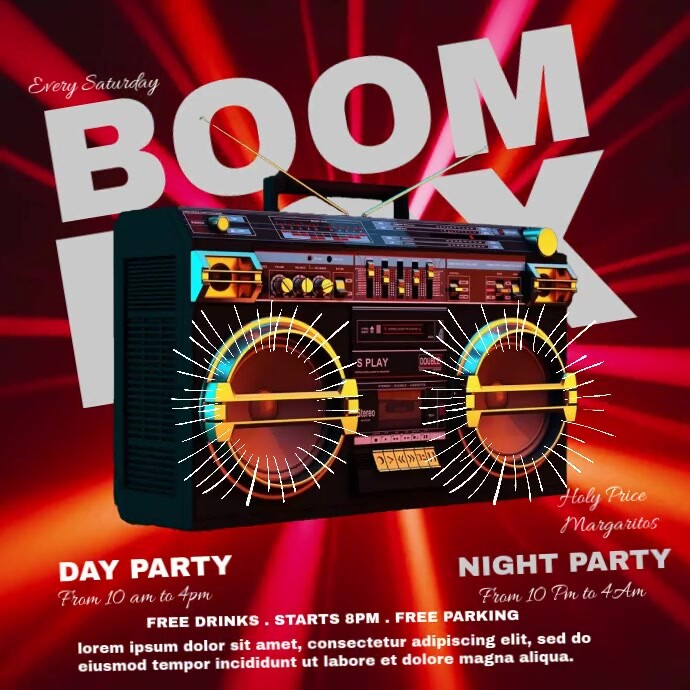 Boom Box Party Video Instagram Post template