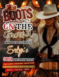 Boots On The Ground Birthday Bash Volante (Carta US) template