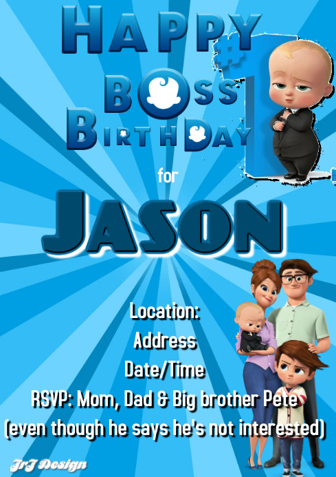 Download BOSS BABY 1ST BIRTHDAY TEMPLATE | PosterMyWall