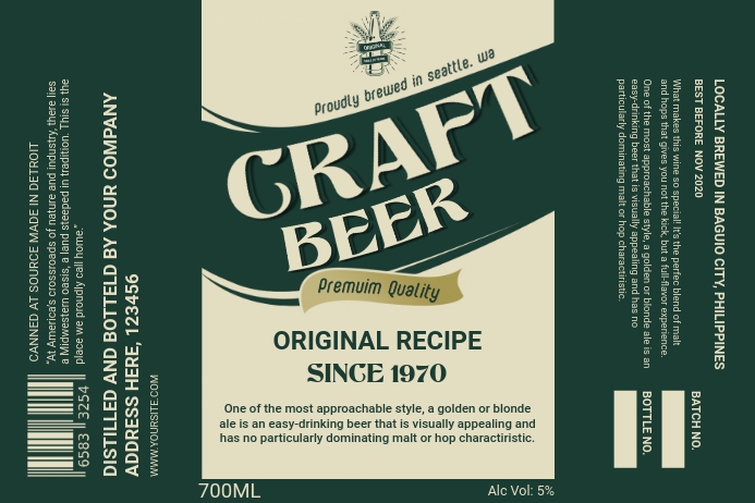 bottle-green-craft-beer-label-template-postermywall for Free Printable Beer Bottle Label Template Bottle Green Craft Beer Label Template | PosterMyWall for Free Printable Beer Bottle Label Template