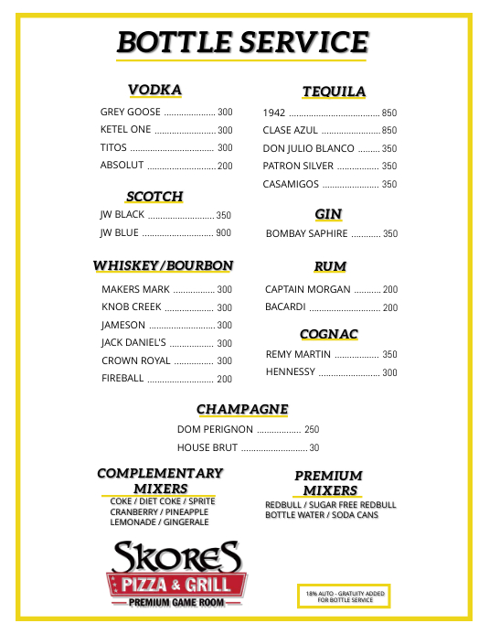 BOTTLE SERVICE MENU Template PosterMyWall