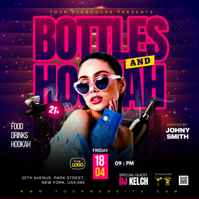 bottles and hookah Instagram Post template