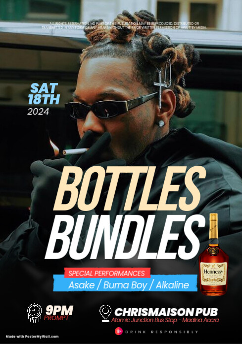 Bottles Bundle Party Poster A4 template