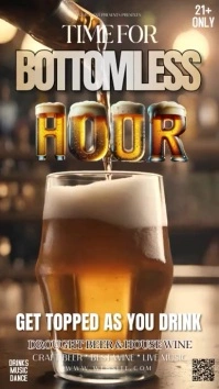 BOTTOMLESS beer bar night advert Instagram Story template