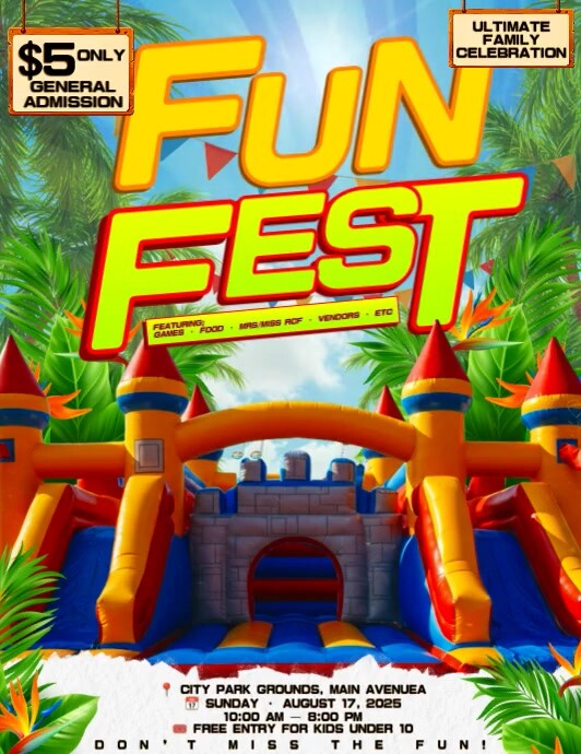 Bounce Bash Festival Folheto (US Letter) template