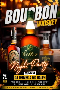 Bourbon whiskey tasting event festival music concert invitation flyer template Poster