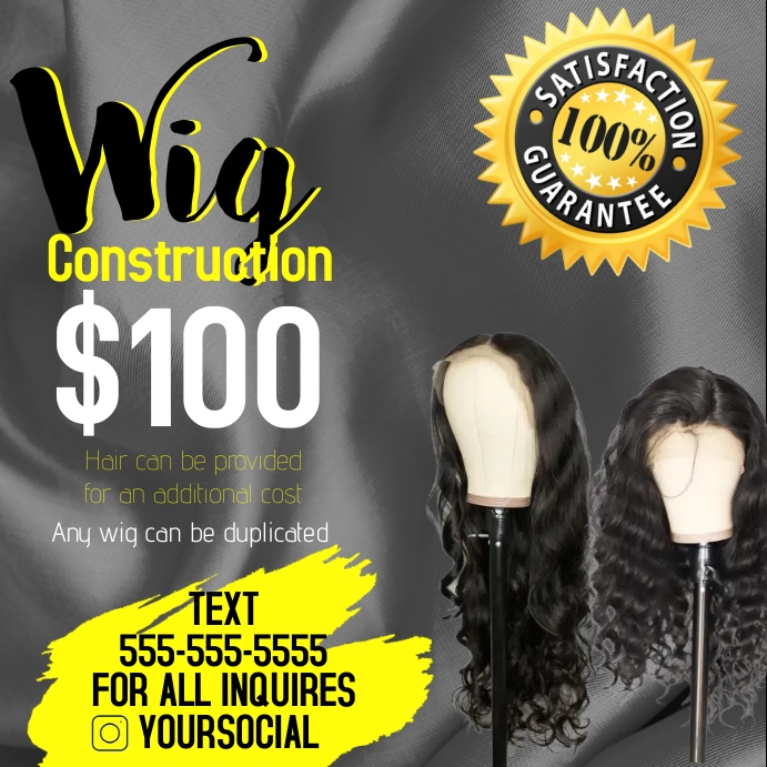 Boutique Wig Making Class Flyer Сообщение Instagram template