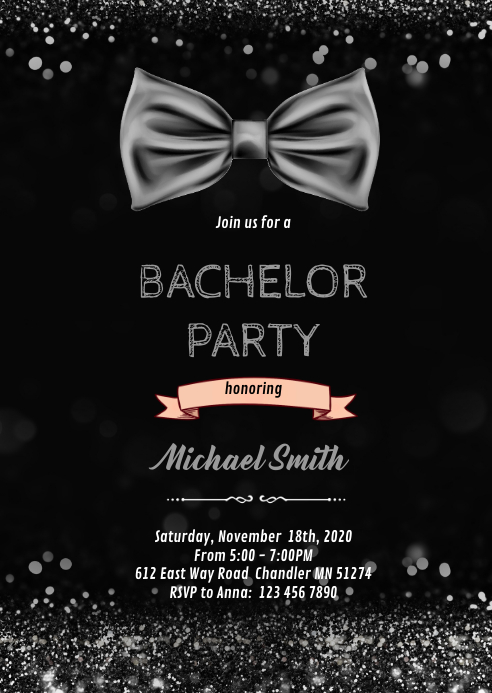 Bow tie Bachelor party invitation Template | PosterMyWall Bow tie Bachelor party invitation Template | PosterMyWall