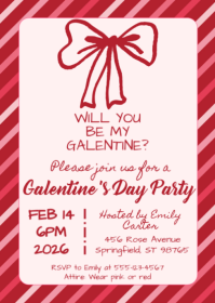 bow Will You Be My Galentine Invitation A6 template