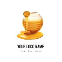 Bowl With  Honey And Honey Dipper Logo template