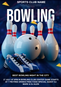 Purple Bowling Event A4 Template
