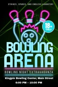 Bowling Arena: Neon Night Extravaganza Cartaz template