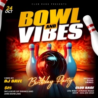 Bowling birthday invitation flyer template Pos Instagram