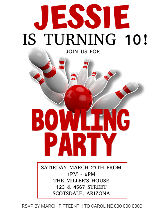 Modele D Invitation De Fete D Anniversaire De Bowling Postermywall Modele D Invitation De Fete D Anniversaire De Bowling Postermywall