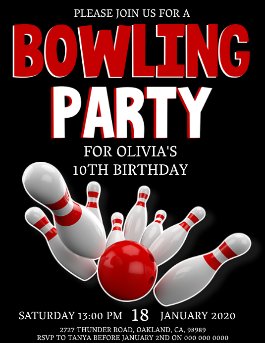 Bowling Birthday Party Invitation Template PosterMyWall
