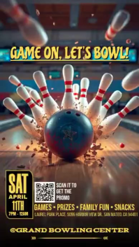 Brown Bowling Event Digitalt display Template
