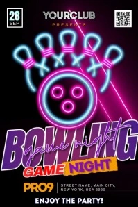 Bowling Game Night Poster template