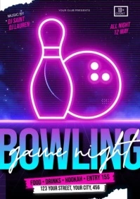 Bowling Game Night A5 template