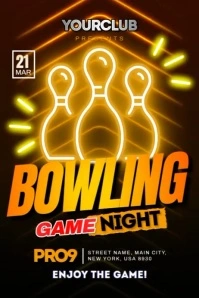 Bowling Game Night Match Poster template