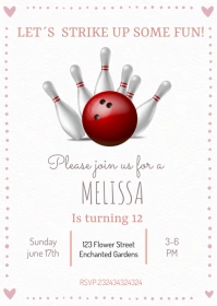 Bowling invitation A6 template