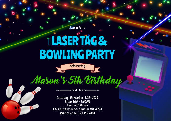 Copy Of Bowling Laser Tag Arcade Invitation PosterMyWall copy-of-bowling-laser-tag-arcade-invitation-postermywall