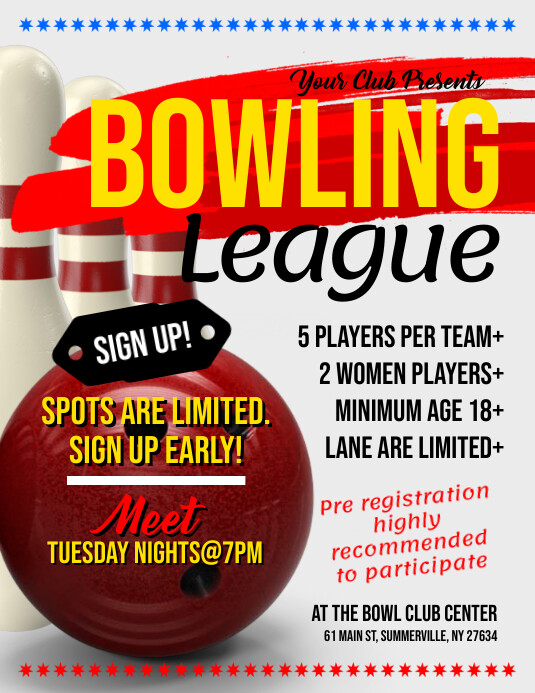 Bowling League Flyer Template PosterMyWall