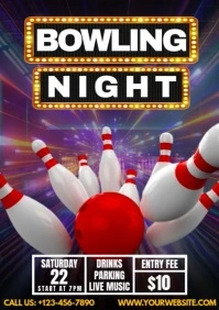 Bowling Night Day A4 template