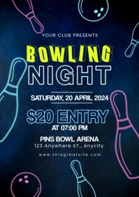 Bowling Night Design template A4