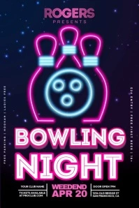 Bowling Night Poster template