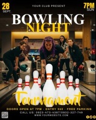 BOWLING NIGHT EVENT TOURNAMENT POSTER Instagram Portrait template